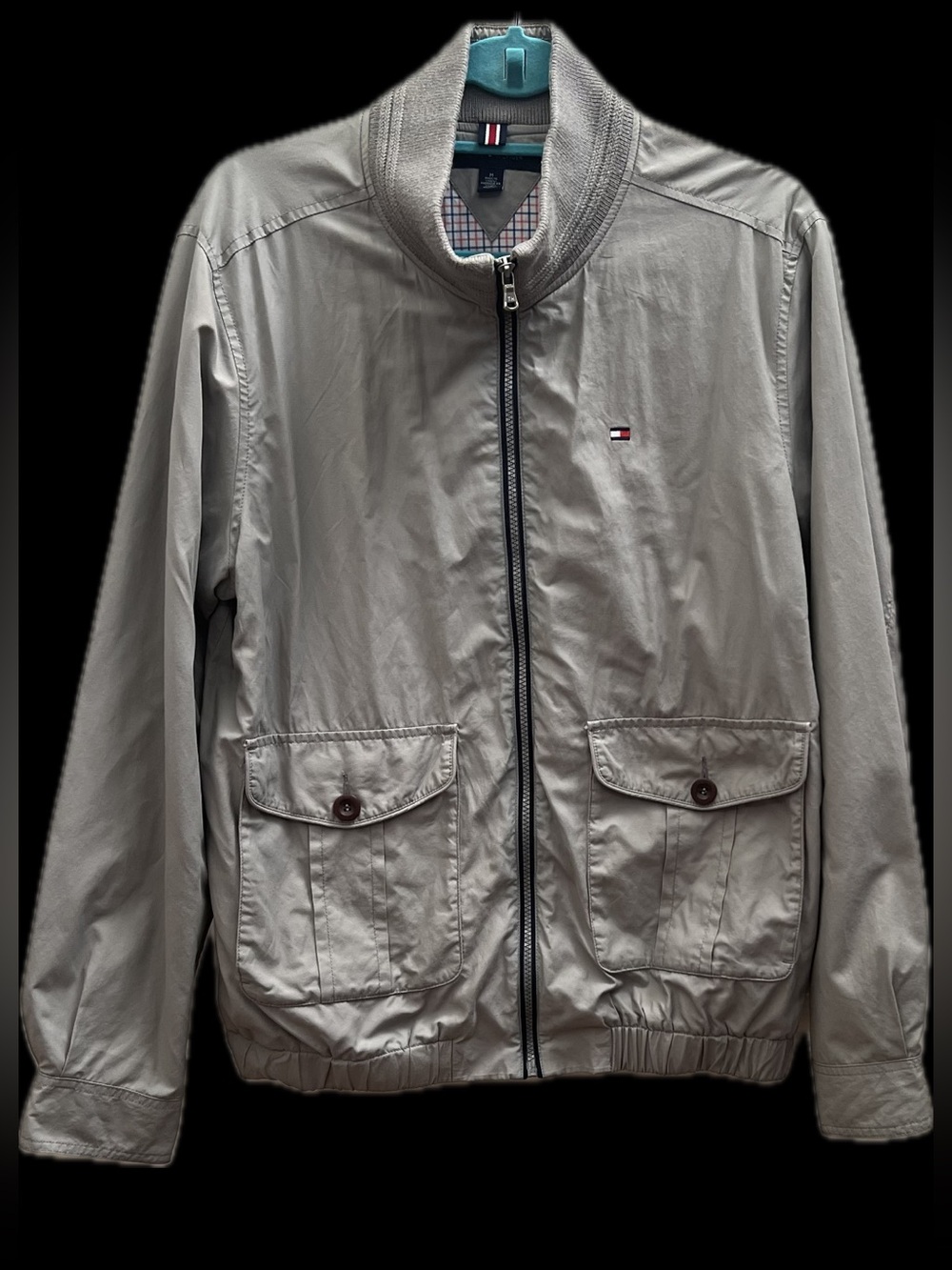 Vtg. Tommy Hilfiger Men's Light Gray Harrington Jacket size M